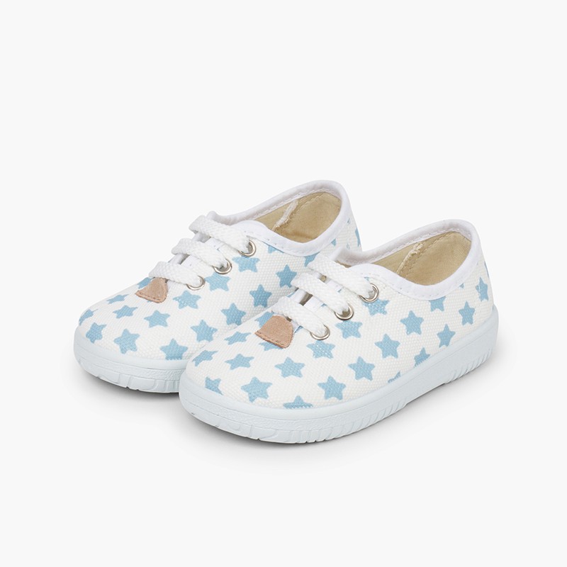 Zapatilla niños lona estrellas  Celeste