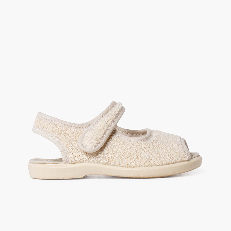 Sandalia casa rizo toalla tira adherente  Beige