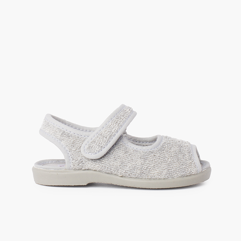 Chaussons Sandale en tissue serviette Gris