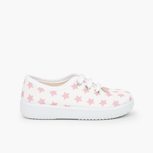 Zapatilla niños lona estrellas  Rosa