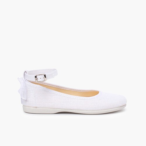 Bailarina lino pulsera lazo trasero organza Blanco
