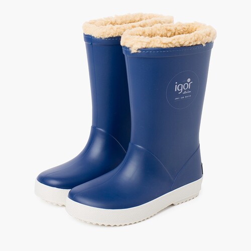 Botas agua borreguito interior para niños Azul Jeans