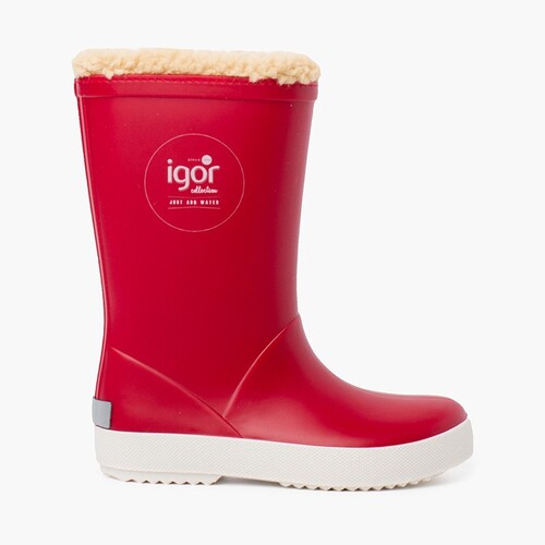 Botas agua borreguito interior para niños Rojo