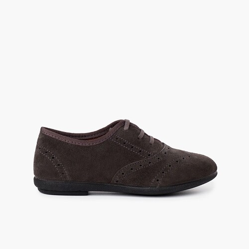 Zapatos Blucher Niña y Mujer Serraje Gris
