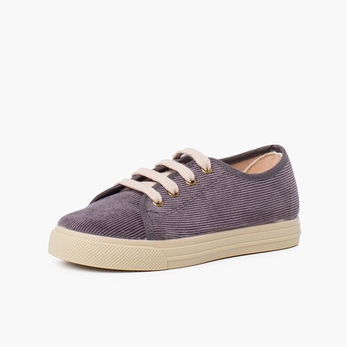 Zapatillas pana cordones suela ancha niños Gris