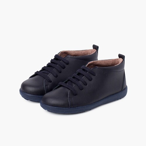 Zapatos Piel Tipo Botines Pisacacas Azul Marino