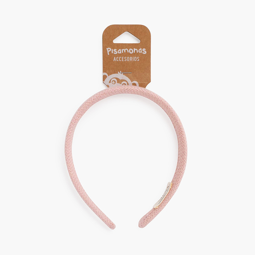 Diadema ancha tela de saco Rosa Pastel