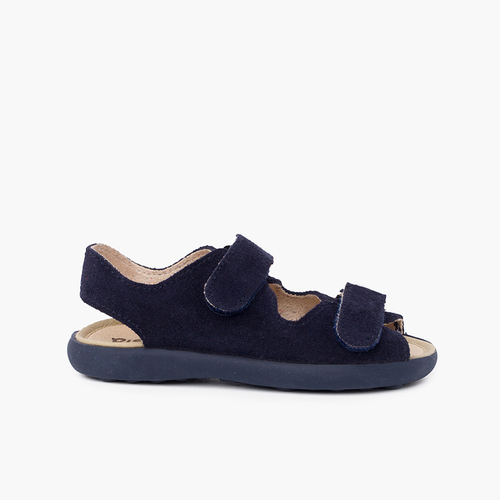 Sandalias unisex serraje tiras frontales adherentes Azul Marino