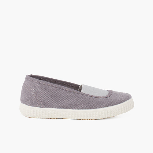 Bailarinas elástico lona eco y suela tipo zapatillas  Gris