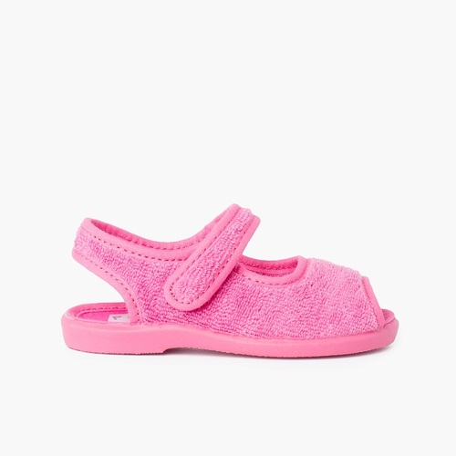 Sandalia casa rizo toalla tira adherente  Fucsia