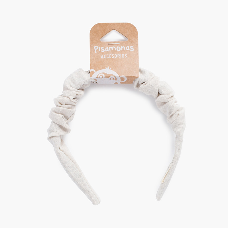 Diadema scrunchie niña Beige