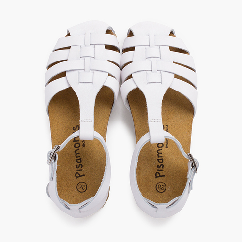 Cangrejeras mujer y niños piel suela bio Blanco