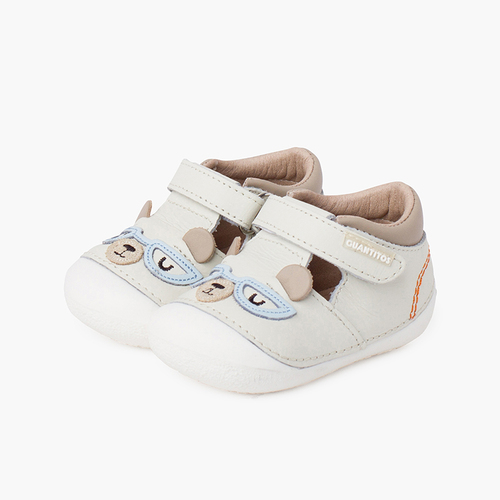 Sandalias bebé niña suela flexible osito Celeste