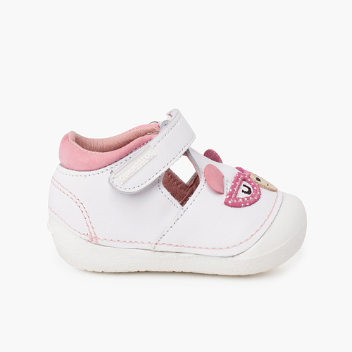 Sandalias bebé niña suela flexible osito Rosa