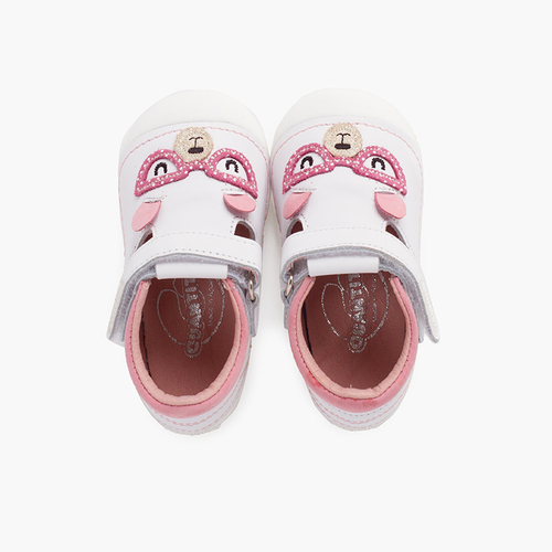 Sandalias bebé niña suela flexible osito Rosa