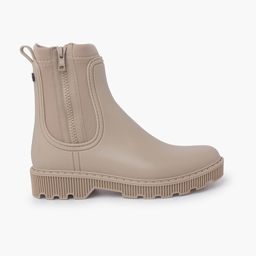Botines niños y mujer cremallera lateral Beige