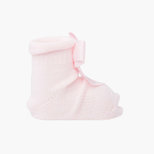 Patucos bebés con lazo Rosa
