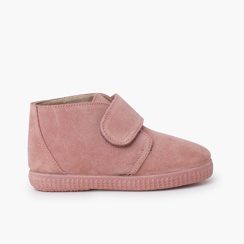 Botines tira ancha adherente forro pelito Rosa
