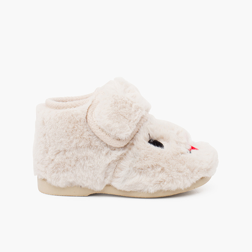 Zapatillas casa conejito pelo suave Crudo