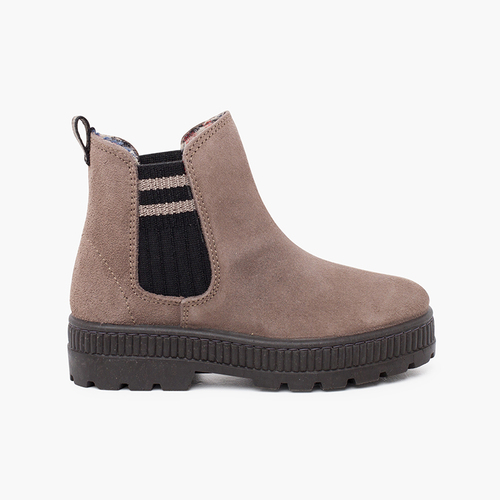 Botas serraje elástico lateral calcetín rayas Gris