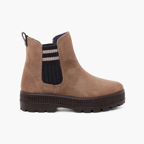 Botas serraje elástico lateral calcetín rayas Topo