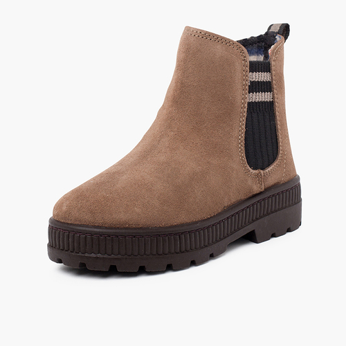 Botas serraje elástico lateral calcetín rayas Topo