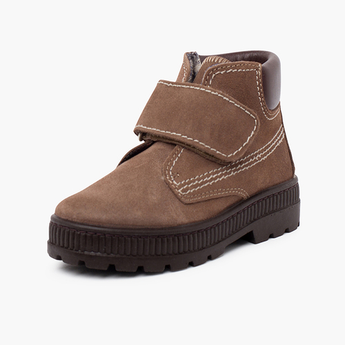 Botas suela track cierre adherente pespuntes Topo
