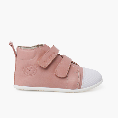 Botita piel sport puntera blanca Rosa