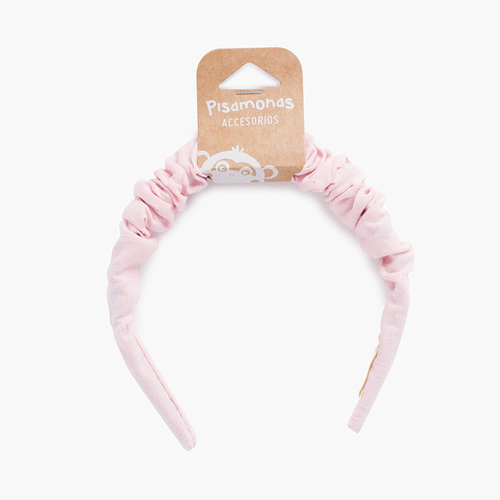 Diadema scrunchie niña Rosa Pastel