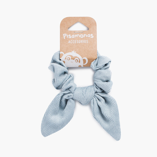 Scrunchie coletero micropana glitter con lazo Azul Pastel