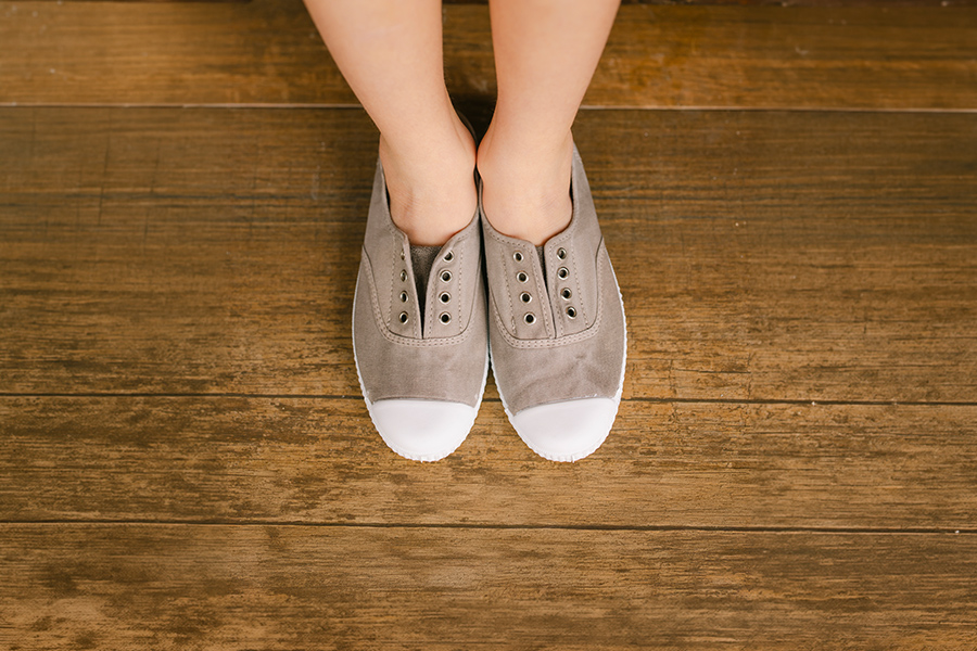 Zapatillas Lona Efecto Desgastado Sin Cordones