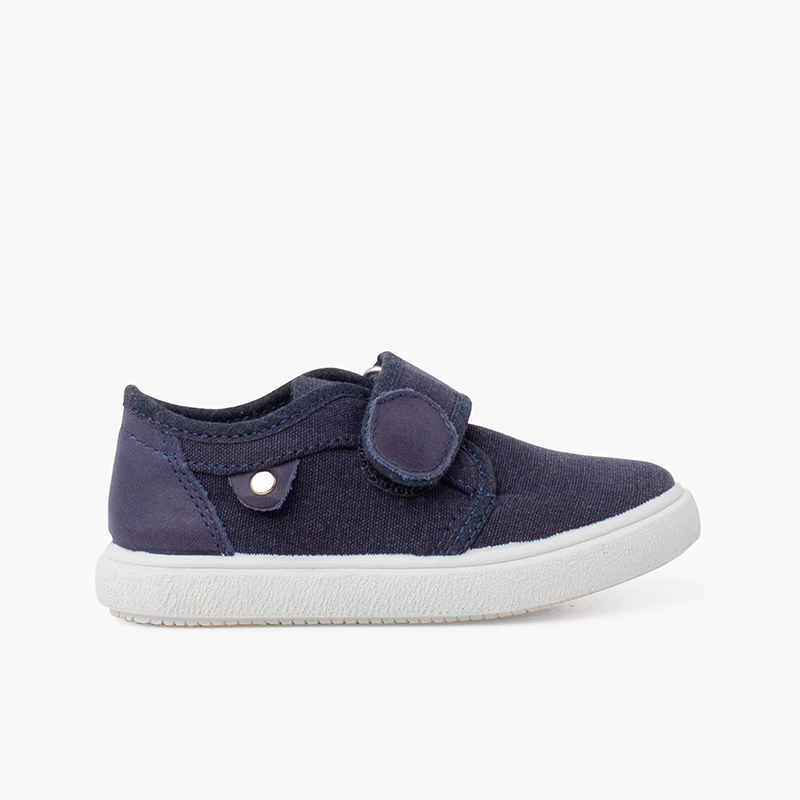 Zapatillas lona cierre adherente detalle piel Azul Jeans