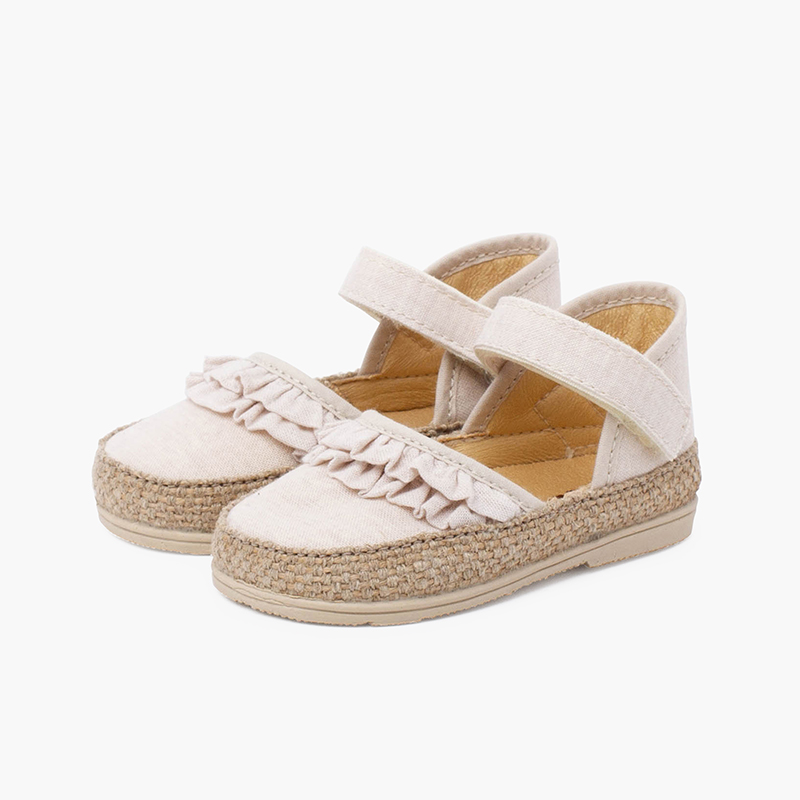 Alpargatas bebé con volantes y tira adherente