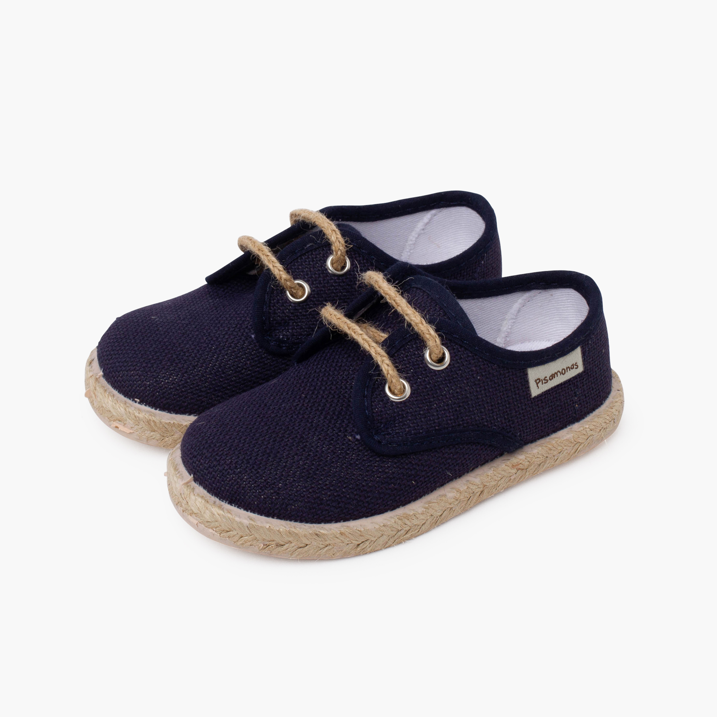 Bluchers lino cordones y base yute Azul Marino