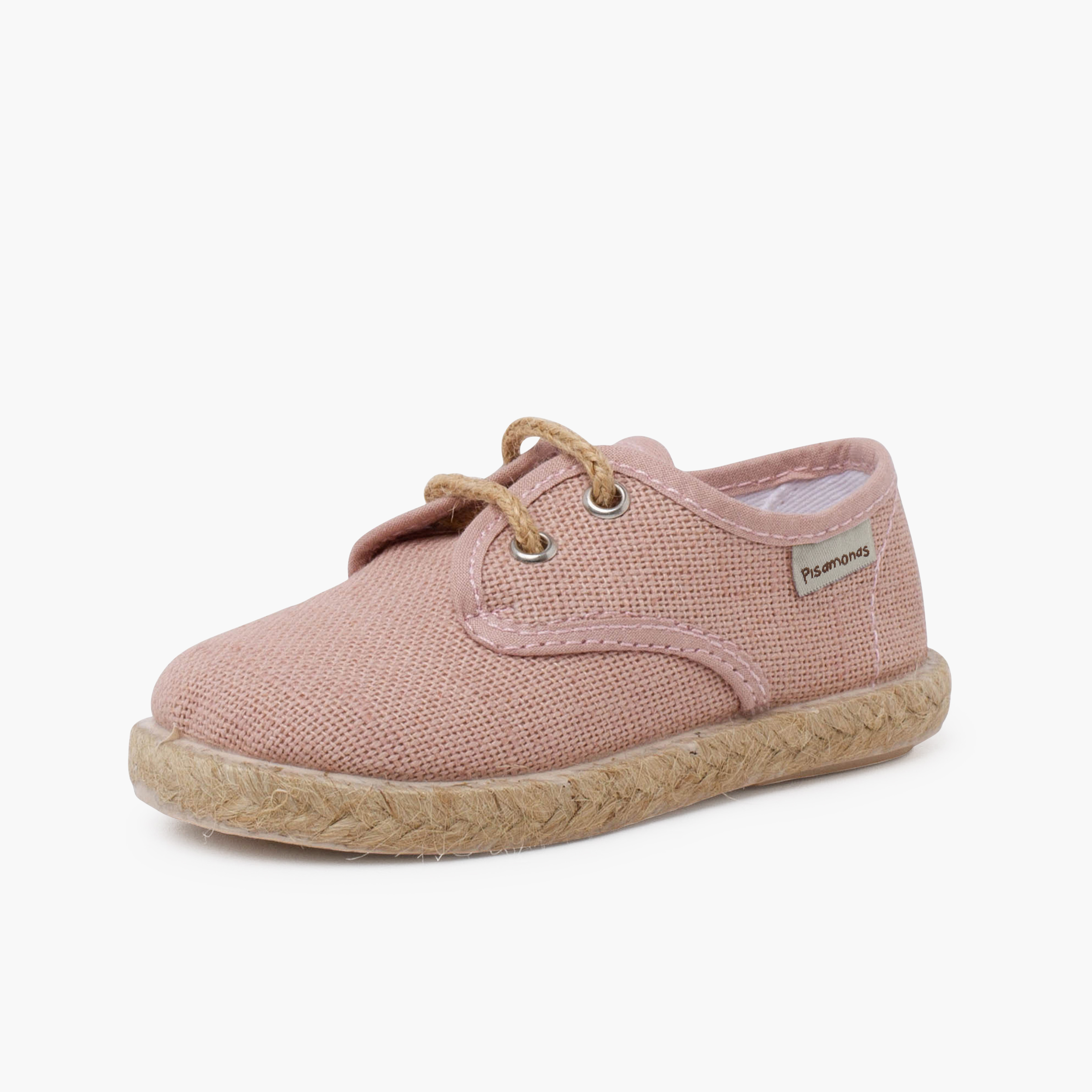 Bluchers lino cordones y base yute Rosa Viejo