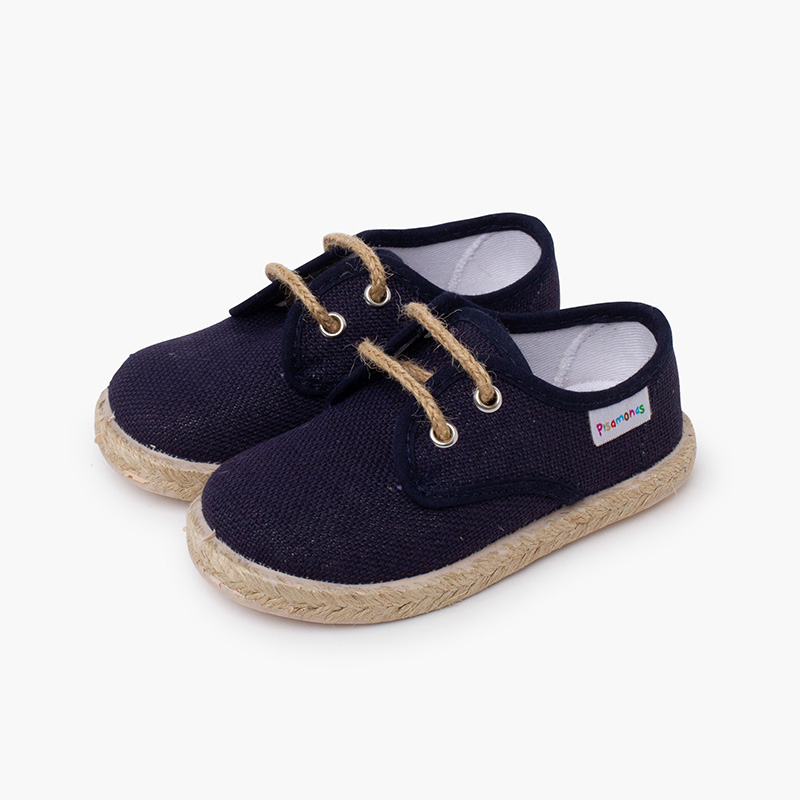 Bluchers lino cordones y base yute Azul Marino