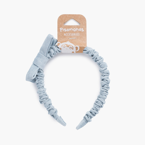 Diadema scrunchie lazo micropana glitter Celeste