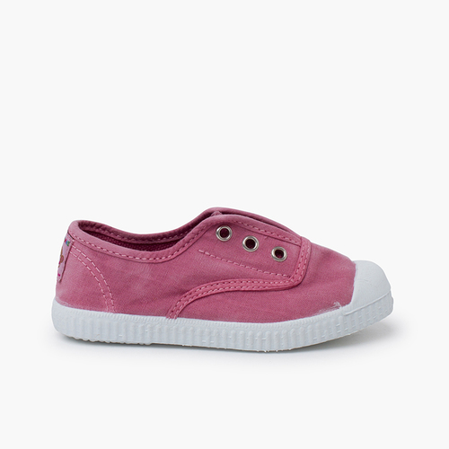 Zapatillas Lona Efecto Desgastado Sin Cordones Rosa Blossom
