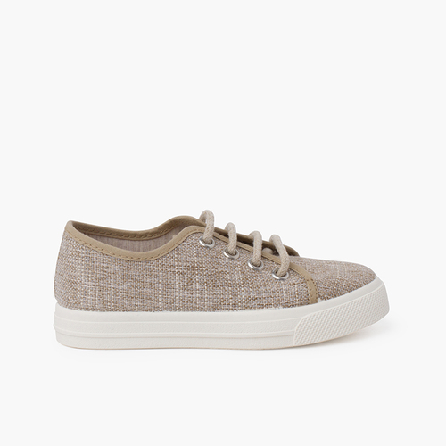Zapatillas Lino con cordones Natural