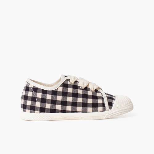 Zapatillas Vichy Puntera Goma Cordones Cinta Negro
