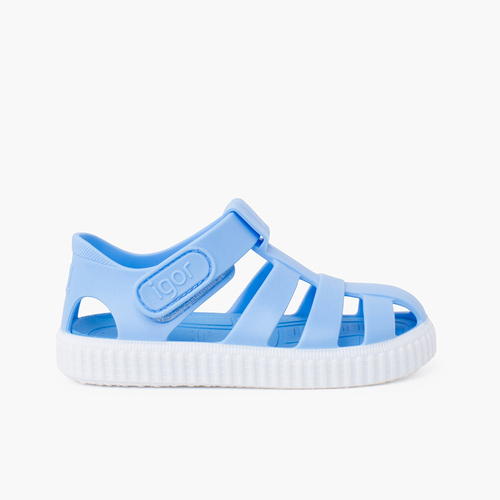 Cangrejeras Tipo Zapatillas Tira Adherente Celeste