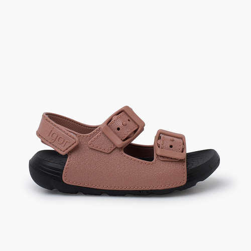 Sandalias Doble Hebilla Suela Eva Tira Adherente Rosa Viejo
