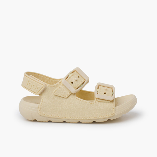 Sandalias unisex con suela EVA y doble hebilla Marfil
