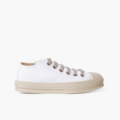 Zapatillas blancas puntera y cordones color Blanco y Arena