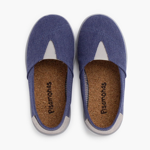 Zapatillas lona elástico detalle talón Azul Jeans