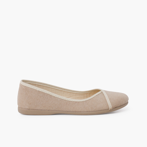 Bailarinas eco lona reciclada con ribete Tierra