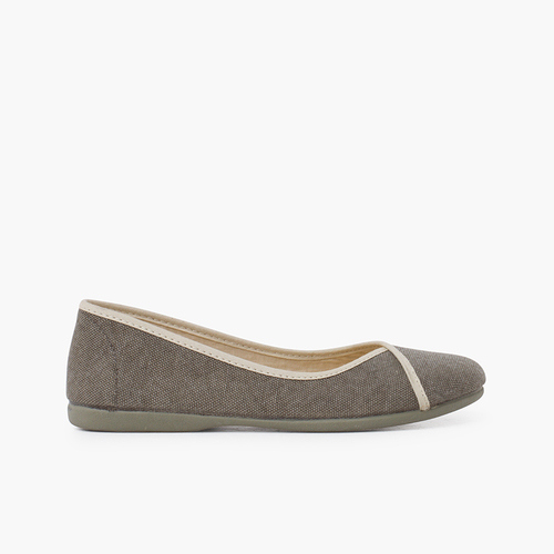 Bailarinas eco lona reciclada con ribete Verde Oliva