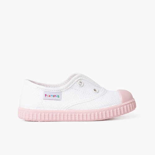 Zapatillas blancas sin cordones suela colores Rosa