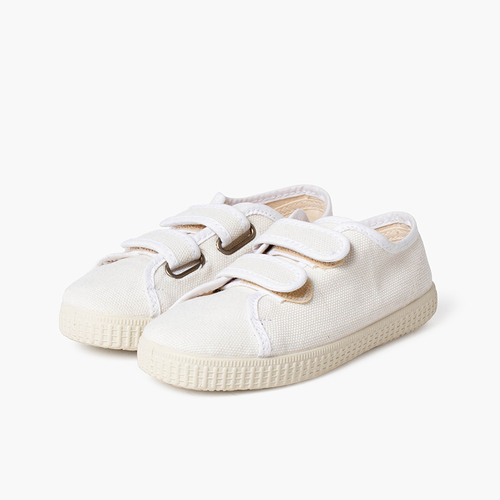 Zapatillas lona reciclada rpet tiras adherentes Blanco