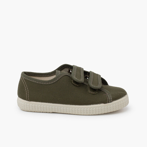 Zapatillas lona reciclada rpet tiras adherentes Verde Oliva